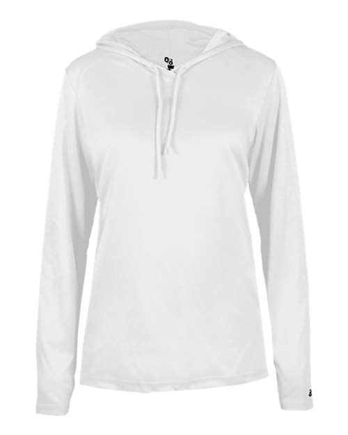 Badger Women's B-Core Long Sleeve Hooded T-Shirt 4165 - White