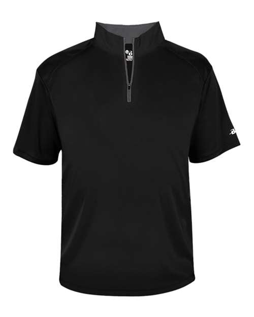 Badger B-Core Short Sleeve Quarter-Zip 4199 - Black/ Graphite