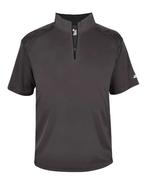 Badger B-Core Short Sleeve Quarter-Zip 4199 - Graphite/ Black