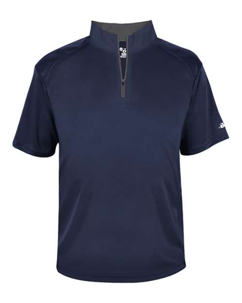 Badger B-Core Short Sleeve Quarter-Zip 4199 - Navy/ Graphite