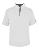 Badger B-Core Short Sleeve Quarter-Zip 4199 - White/ Graphite