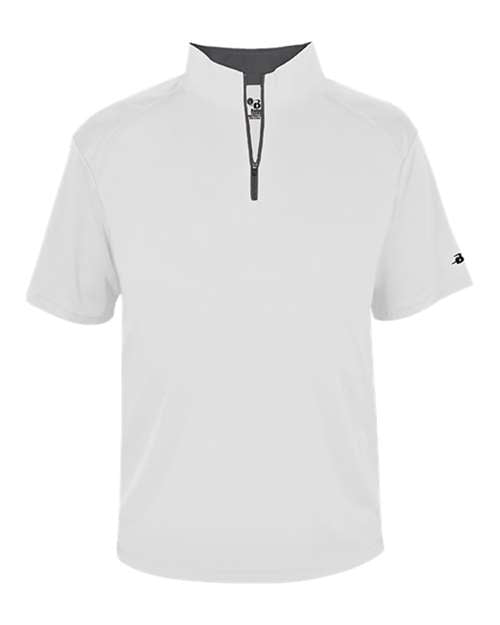 Badger B-Core Short Sleeve Quarter-Zip 4199 - White/ Graphite