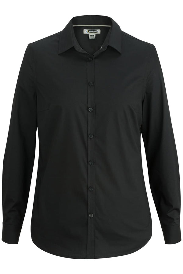 Edwards Ladies Long Sleeve Stretch Broadcloth Blouse [#5316].  Live Chat for Bulk Discounts