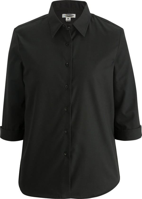 Edwards Essential Broadcloth Three Quarter Sleeve Ladies Shirt [#5355].  Live Chat for Bulk Discounts