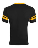 Augusta Sportswear V-Neck Jersey with Striped Sleeves 360 - Black/ Gold