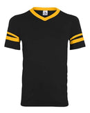Augusta Sportswear V-Neck Jersey with Striped Sleeves 360 - Black/ Gold