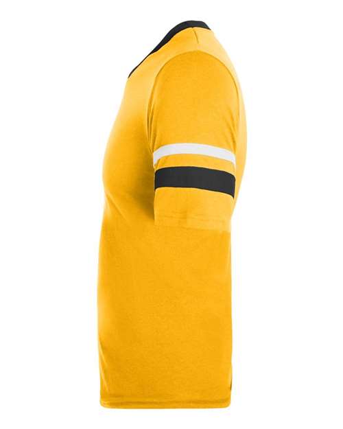 Augusta Sportswear V-Neck Jersey with Striped Sleeves 360 - Gold/ Black/ White