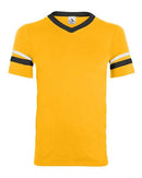 Augusta Sportswear V-Neck Jersey with Striped Sleeves 360 - Gold/ Black/ White