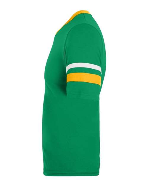 Augusta Sportswear V-Neck Jersey with Striped Sleeves 360 - Kelly/ Gold/ White