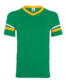 Augusta Sportswear V-Neck Jersey with Striped Sleeves 360 - Kelly/ Gold/ White