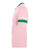 Augusta Sportswear V-Neck Jersey with Striped Sleeves 360 - Light Pink/ Kelly/ White