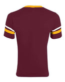 Augusta Sportswear V-Neck Jersey with Striped Sleeves 360 - Maroon/ Gold/ White
