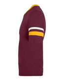 Augusta Sportswear V-Neck Jersey with Striped Sleeves 360 - Maroon/ Gold/ White
