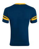 Augusta Sportswear V-Neck Jersey with Striped Sleeves 360 - Navy/ Gold