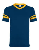 Augusta Sportswear V-Neck Jersey with Striped Sleeves 360 - Navy/ Gold