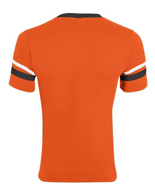 Augusta Sportswear V-Neck Jersey with Striped Sleeves 360 - Orange/ Black/ White