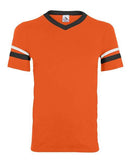 Augusta Sportswear V-Neck Jersey with Striped Sleeves 360 - Orange/ Black/ White