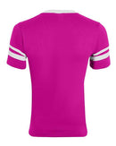 Augusta Sportswear V-Neck Jersey with Striped Sleeves 360 - Power Pink/ White