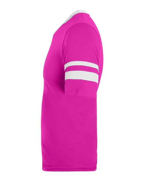 Augusta Sportswear V-Neck Jersey with Striped Sleeves 360 - Power Pink/ White