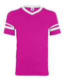 Augusta Sportswear V-Neck Jersey with Striped Sleeves 360 - Power Pink/ White