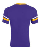 Augusta Sportswear V-Neck Jersey with Striped Sleeves 360 - Purple/ Gold/ White