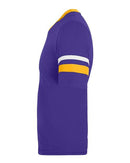 Augusta Sportswear V-Neck Jersey with Striped Sleeves 360 - Purple/ Gold/ White