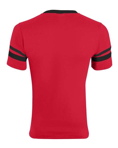 Augusta Sportswear V-Neck Jersey with Striped Sleeves 360 - Red/ Black
