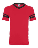 Augusta Sportswear V-Neck Jersey with Striped Sleeves 360 - Red/ Black