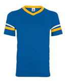 Augusta Sportswear V-Neck Jersey with Striped Sleeves 360 - Royal/ Gold/ White