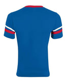Augusta Sportswear V-Neck Jersey with Striped Sleeves 360 - Royal/ Red/ White