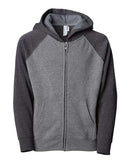 Independent Trading Co. Youth Lightweight Special Blend Raglan Zip Hood PRM15YSBZ