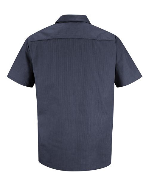 Red Kap Industrial Short Sleeve Work Shirt SP24 - Blue/ Charcoal Microcheck