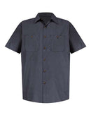 Red Kap Industrial Short Sleeve Work Shirt SP24 - Blue/ Charcoal Microcheck