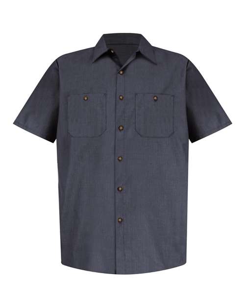 Red Kap Industrial Short Sleeve Work Shirt SP24 - Blue/ Charcoal Microcheck