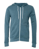 BELLA + CANVAS Sponge Fleece Full-Zip Hoodie 3739 - Heather Deep Teal