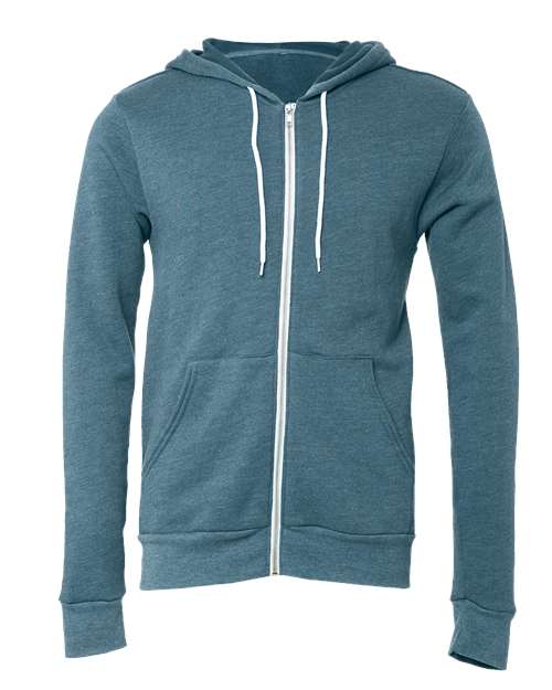 BELLA + CANVAS Sponge Fleece Full-Zip Hoodie 3739 - Heather Deep Teal