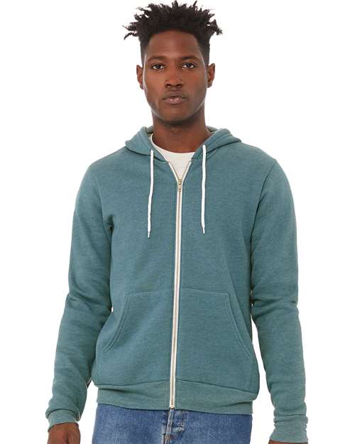 BELLA + CANVAS Sponge Fleece Full-Zip Hoodie 3739 - Heather Deep Teal