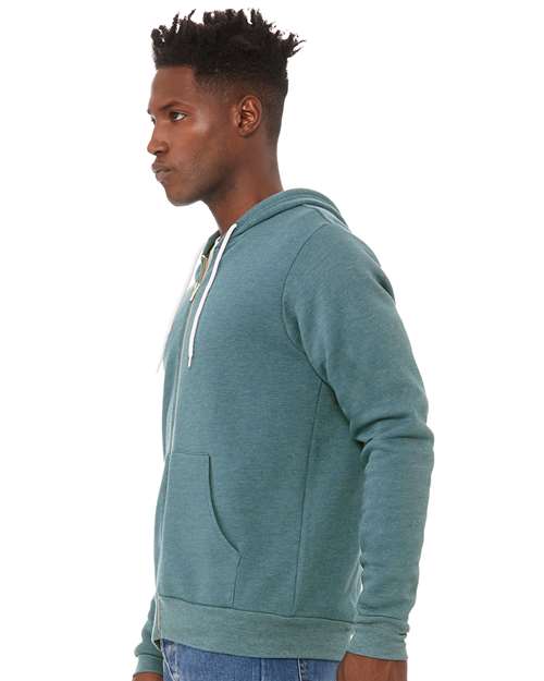 BELLA + CANVAS Sponge Fleece Full-Zip Hoodie 3739 - Heather Deep Teal