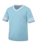 Augusta Sportswear V-Neck Jersey with Striped Sleeves 360 - Aqua/ White