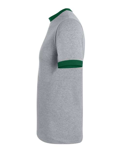 Augusta Sportswear 50/50 Ringer T-Shirt 710 - Athletic Heather/ Dark Green