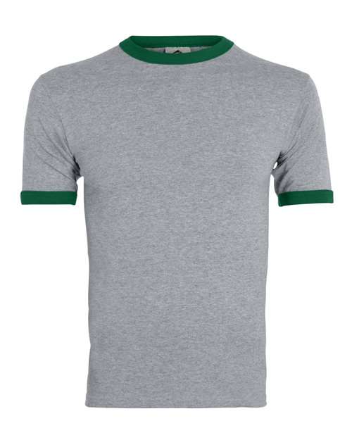 Augusta Sportswear 50/50 Ringer T-Shirt 710 - Athletic Heather/ Dark Green