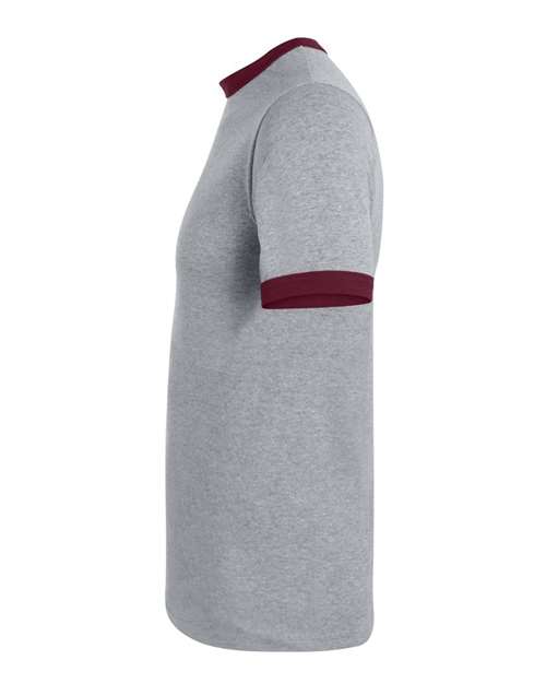 Augusta Sportswear 50/50 Ringer T-Shirt 710 - Athletic Heather/ Maroon