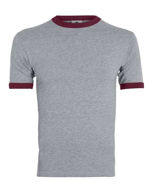 Augusta Sportswear 50/50 Ringer T-Shirt 710 - Athletic Heather/ Maroon