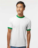 Augusta Sportswear 50/50 Ringer T-Shirt 710 - White/ Kelly