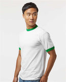 Augusta Sportswear 50/50 Ringer T-Shirt 710 - White/ Kelly
