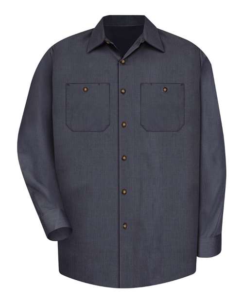 Red Kap Industrial Long Sleeve Work Shirt SP14 - Blue/ Charcoal Microcheck