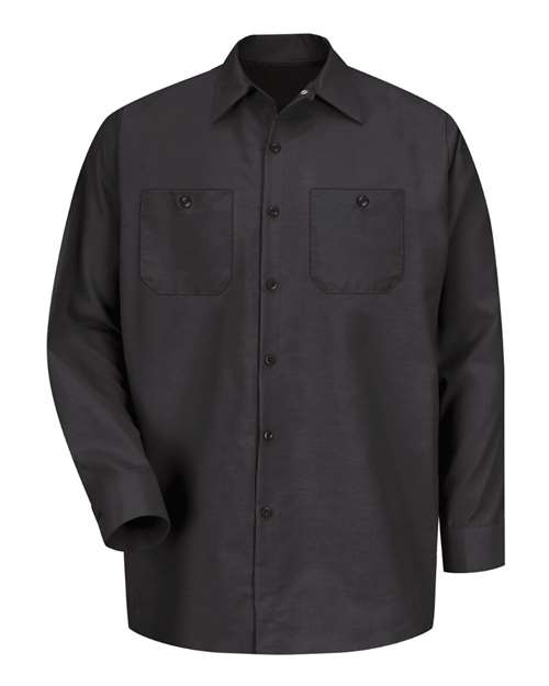 Red Kap Industrial Long Sleeve Work Shirt - Tall Sizes SP14T - Black
