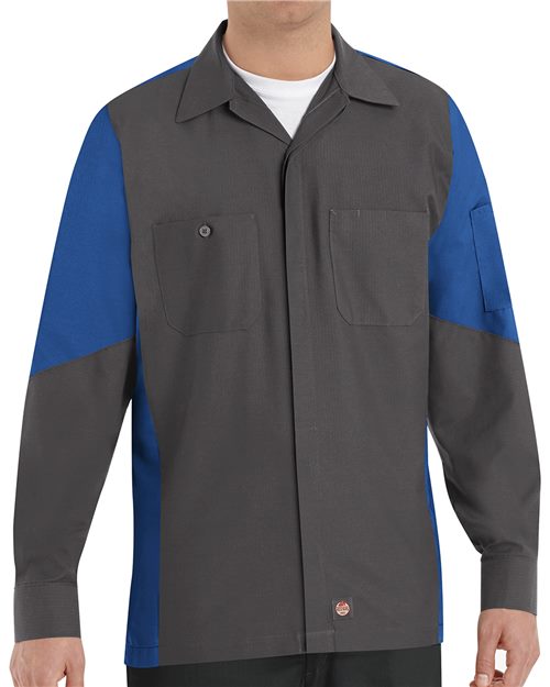 Red Kap Long Sleeve Automotive Crew Shirt - Tall Sizes SY10T