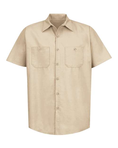Red Kap Industrial Short Sleeve Work Shirt - Tall Sizes SP24T - Light Tan