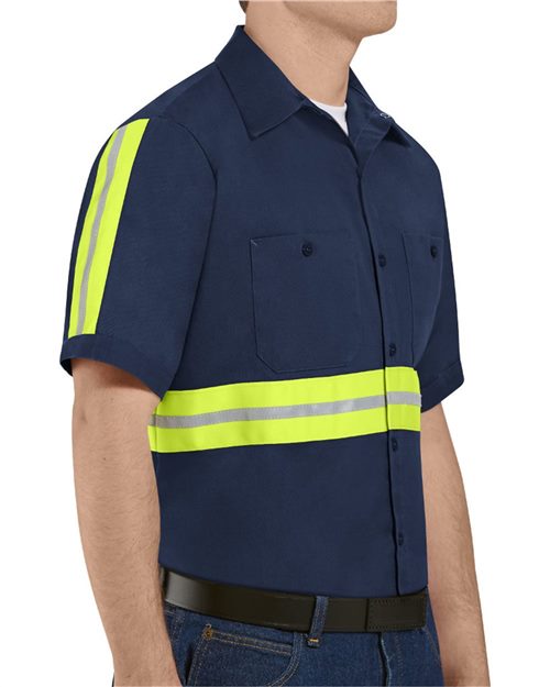 Red Kap Enhanced Visibility Short Sleeve Cotton Work Shirt SC40E